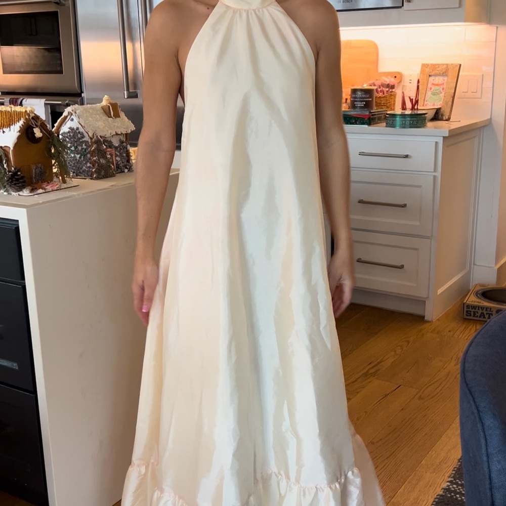 Ivory Satin Halter Top with Sheen